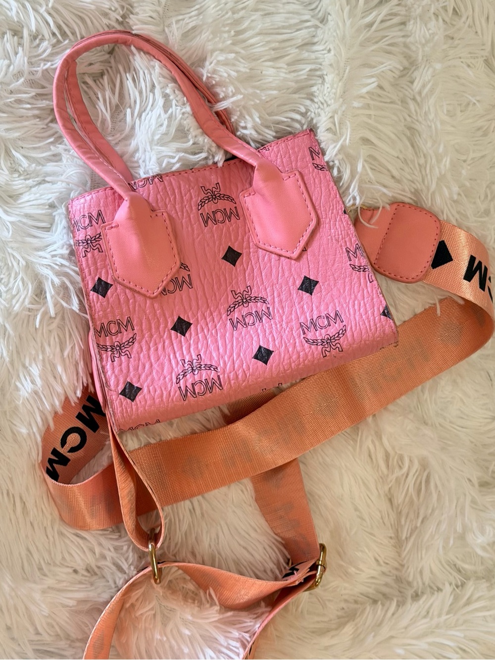 MCM Pink Logo Mini Tote with Branded Strap - Picture 2 of 2